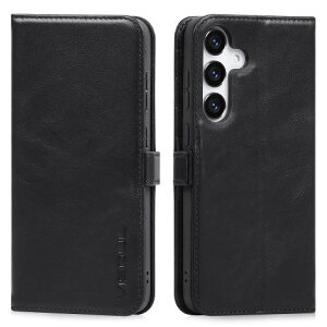 VISOUL Galaxy S25 Plus 対応 ケース 手帳型 本革 サイドグネット式 Samsung ギャラクシー S25 プラス スマホケース レザー折りたたみ携帯カバー カード収納 耐衝撃 スタンド機能付き S25 Plus ブラック