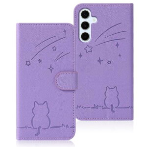 Rosbtib Galaxy S24 FE ケース 手帳型 ギャラクシーs24 fe ケース 手帳型 流れ星子猫 au SCG30 ケース 可愛い 猫柄 ギャラクシーs24fe ケース 耐衝撃 Samsung Galaxy S24 FE スマホケース オシャレ 軽量 耐久性