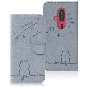 Rosbtib らくらくスマートフォン F-53E ケース 手帳型 ドコモ F53E ケース 流れ星子猫 docomo らくらくスマートフォンf-53e ケース 可愛い 猫柄 らくらくホン f53e ケース 耐衝撃 らくらくホンf-53e スマ