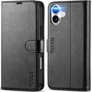 TUCCH iPhone16 Plus �Ή� �蒠�^�P�[�X [RFID�u���b�L���O] 4�J�[�h�|�P�b�g�t�� ���u���X�^���h �Ռ��z�� �S�ʕی� PU���� TPU�f�� �}�O�l�b�g�� �����ӂ���16�v���X�J�o�[ (2024�N���� 6.7�C���` �A