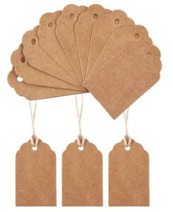 長方形 クラフトタグ 値札 100枚 (サイズ:43mmx93mm) 糸付き 下げ札 無料の麻糸付き(長さ:30m)菓子屋 ギフトラベル 結婚式 パーティー 撮影用