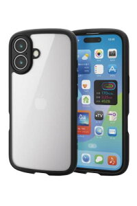 �G���R�� iPhone 16 �P�[�X �N���A �ϏՌ� �Ռ��z�� �Ɍ��݌v �n�C�u���b�h ���^ �y�� �X�g���b�v�z�[���t�� �S���G�A�[�N�b�V���� �X�g���b�v�z���_�[�V�[�g�t TOUGH SLIM LITE PM-A24ATSLFCKBK