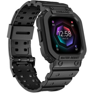 amBand Fitbit Versa 3�o���h Versa 2�o���h �����p �j���p �ی�����p�X�g���b�v�P�[�X�o���h �v���e�N�^�[�A�N�Z�T���[ Versa 3/2/1/Lite �X�}�[�g�E�H�b�`���X�g�o���h�p (�u���b�N)
