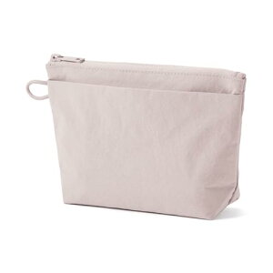 MUJI 無印良品 リンクルナイロン マチ付きポーチ ・ピンク M 約21×13.5×6cm 84475696