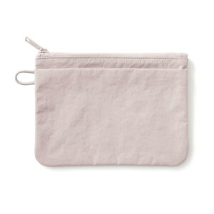MUJI 無印良品 リンクルナイロン フラットポーチ ・ピンク M 約19×13.5cm 84475634