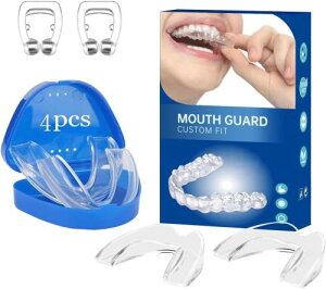 JVGOO マウスピース 歯ぎしり いびき 防止グッズ 睡眠改善 よく寝る 歯ぎしり イビキ 鼾 対策 睡眠質の改善 睡眠用 ガード 歯を保護する 成形可能 格闘技可能 男女兼用 4個セット (大サイズ2