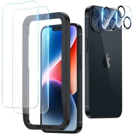 NIMASO ガラスフィルム (2枚) + カメラフィルム (2枚) iPhone Air 用 強化ガラス 保護フィルム ガイド枠付き カメラ保護 レンズカバー 硬度9H 耐衝撃 指紋防止 高透過率 いphone 17 エアー対応（6.5インチ） DSP25F1728