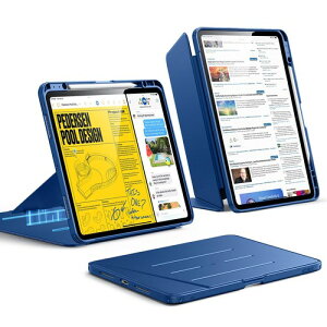 ESR iPad �P�[�X M4/M3/M2 2026/ �Ή� �y�����[ �O�܂�X�^���h �c���Ή� ���p�x���� �ϏՌ� �S�ʕی� �I�[�g�X���[�v Pencil Pro/USB-C�Ή� Flip�V���[�Y ��5/4���� 2022/2020 �p�[�v�� / �l�C�r�[�u���[