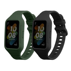 kwmobile 2x �����o���h Huawei Band 7 / Band 6 / Honor Band 6�Ή� �x���g - �V���R���o���h �\�t�g TPU �ϋv�� ���F/�O���[