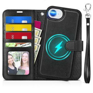 TUCCH iPhone 17e �Ή� �P�[�X �蒠�^ 2 in 1 ������ �A�C�t�H�[��16e�J�o�[ �X�g���b�v�t�� ���O���� [RFID�u���b�L���O] �J�[�h�|�P�b�g�t�� ���u���X�^���h�@�\ �Ռ��z�� �S�ʕی� PU���� ������