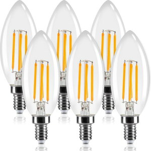 Tengyuan �V�����f���A�d�� E12���� LED�d�� �t�B�������g E12 6���� �X�C�^ �d���F 2700k C35 �N���A�^�C�v �V�����f���A�` 60W�`���� 6W 600lm 25W�`���� 2W 250lm 40W�`���� 4W 400lm