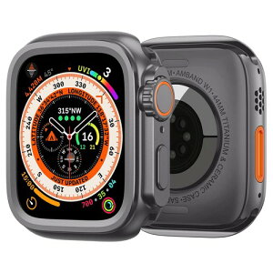 amBand in ���^���P�[�X Apple Watch Series 44mm�ɑΉ�/45mm�ɑΉ� ���b��Ultra/Ultra2�ɕϐg�ł� �A�b�v �E���g���̌����� W1 �ی�J�o�[ �o���p�[ �v���e�N�^�[ ���W�t�� 6/SE2/SE/5/4 �O���[ / �u���b�N