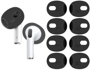A-Focus AirPods3�Ή� �C���[�s�[�X Fit in the case �V���R���� �t�����܂܏[�d�\ �Y������ ����h�~ �V���R���J�o�[ �C���z���J�o�[ 4�Z�b�g8�� AirPod 3 �݂̂ɑΉ� �u���b�N