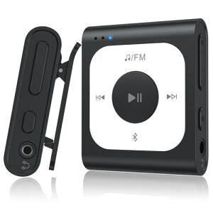 AGPTEK MP3�v���[���[ �N���b�v�� 64GB Bluetooth5.1�Ή� ��e�� ���y�v���[���[ ���X���X�T�E���h FM���W�I Type-C�}���[�d �u���[�g�D�[�X�v���[���[ ���^ ���y�� 30g �u���b�N