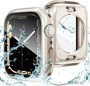 AMAPC for Apple Watch �P�[�X 360�x�S�ʖh�� �o���h ���j�E�X�|�[�c��p �K���X�t�B���� ��̌^ apple watch �p �J�o�[ 360�t���{�f�B�h�� �A�b�v���E�H�b�` �P�[�X Apple Watch Series9/8/7 41mm�Ή� starlight