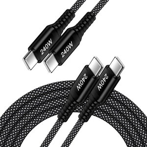 ANNIBER PD3.1 240W USB-C �P�[�u�����}���[�d 0.9M/1.8M 2�{���� Type C �P�[�u�� ���ϋv�i�C���� iPhone17/16/15�V���[�Y MacBook Pro iPad mini Matebook Xperia Galaxy��Type C�@��Ή� �u���b�N / �O���[ ���o�� 5A 48V