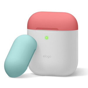 elago AirPods �Ή� �P�[�X �V���R�� �� �J�o�[ �o�C�J���[ �c�[�g�� �f�U�C�� �ϏՌ� ���h�~ �ی� �A�N�Z�T���[ Apple AirPods1 / AirPods2 Wireless Charging Case �G�A�[�|�b�Y DUO CASE �C�G���[ �z���C�g