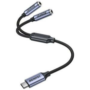 BENFEI USB C to �f���A��3.5mm�I�[�f�B�I�X�v���b�^�[�A�w�b�h�t�H���A�_�v�^�[(2�l�ŉ��y��f������L�\)�AiPhone 16/15 Pro Max/Pro/Plus�ASamsung Galaxy S23/S22�AiPad Pro�AMacBook�APixel�ȂǂɑΉ�