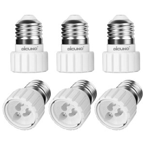 DiCUNO E26��GU10 �����ϊ��A�_�v�^�[ �d���\�P�b�g �ő�d����200W 160�x�ϔM 2�Z�b�g 6�Z�b�g