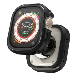 elago Apple Watch Ultra �Ή� �P�[�X �ϏՌ� �y�� �V���v�� �ی�P�[�X �\�t�g TPU �J�o�[ [ AppleWatch Ultra 49mm �A�b�v���E�H�b�` �E���g�� 4 3 2 1 �Ή� ] ARMOR CASE �u���b�N