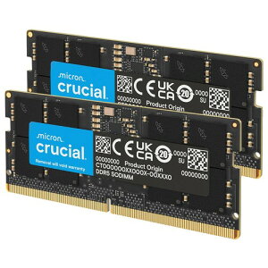 Crucial �m�[�gPC�p���݃����� 16GB(8GBx2��) DDR5 4800MT/s(PC5-38400) CL40 SODIMM 262pin ���� CT2K8G48C40S5