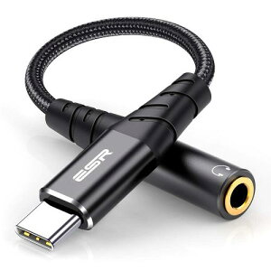 ESR USB Type-C to 3.5 mm ���X�C���z���W���b�N�A�_�v�^�[ USB-C to Aux�I�[�f�B�I�h���O���P�[�u�� Galaxy S22/S21/S20�Ή�, iPad Air 5/4�Ή�, iPad Pro 12.9/11�Ή�, iPad mini 6�Ή� 2�{����