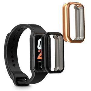 kwmobile 2x �P�[�X Xiaomi Smart Band 8 Active/Redmi Band 2�Ή� �J�o�[ - �t���J�o�[ �V���R�� �ϏՌ� �S�̕ی� ���F/�s���N�S�[���h