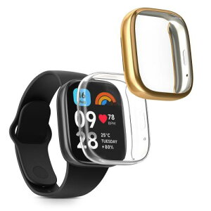 kwmobile 2x �P�[�X Xiaomi Redmi Watch 3 Active�Ή� �J�o�[ - �t���J�o�[ �V���R�� �ϏՌ� �S�̕ی� ����