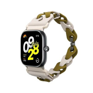 kwmobile �����x���gXiaomi Smart Band 8 Pro/Band 9 Pro/Redmi Watch 5 / Redmi Watch 4�Ή� �o���h - �V���R���o���h �\�t�g �ϋv�� ���߉\ �x�[�W��/�ΐF �x�[�W�� / �ΐF