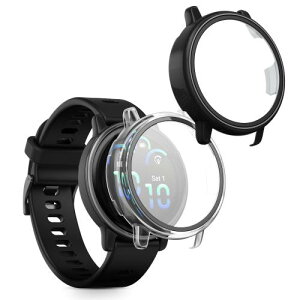 kwmobile 2x �P�[�X Garmin vivoactive 6 42mm / Active 6�Ή� �J�o�[ - �t���{�f�B �K���X �ϏՌ� �����^ ����/�ΐF ���� / �ΐF / ���F / ���� ���F/����