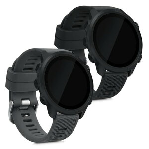 kwmobile 2x �����o���h Garmin Forerunner 55 / Forerunner 165 / 245 / 645 / 570 42mm�Ή� �x���g - �V���R���o���h �\�t�g TPU �ϋv�� ���F/�O���[ ���F / �O���[