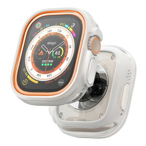 elago Apple Watch Ultra �Ή� �P�[�X �t���[�� 2�F ���� TPU �|���J�[�{�l�[�g �ϏՌ� �ی�P�[�X �V���v�� �J�o�[ AppleWatch 49mm �A�b�v���E�H�b�` �E���g�� 4 3 2 1 DUO CASE �u���b�N/�I�����W