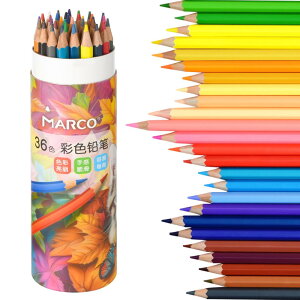 Marco 色鉛筆 油性 36色 塗り絵 芯2.9mm 折れにくい 色鮮やかで手触りが滑らか 発色の良い色えんぴつセット 六角軸 木製 油性いろえんぴつ 学生 、大人、子供、初心者向け絵画セット 携帯に便