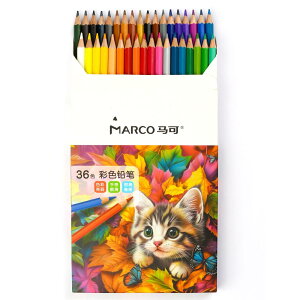 Marco 油性色鉛筆 36色 塗り絵 芯2.9mm 折れにくい 色鮮やかで手触りが滑らか 発色の良い色えんぴつセット 六角軸 木製 油性いろえんぴつ 学生 、大人、子供、初心者向け絵画セット 携帯に便利