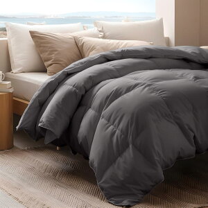 掛け布団 春秋 羽毛布団 ダブル 洗える【雲のように軽い 独自技術とデザインの抗菌防臭加工】0℃〜25℃での使用を推奨 ダックダウン85% ATOPEN ふとん 肌掛け布団 グレー サイズ:190cm*210cm 重量: