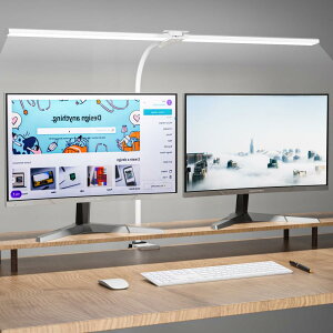 Wobane デスクライト LED 1800lm 目に優しい 電気スタンド【80cm幅・ダブル光源・5段階調色・無段階調光・Ra95高演色性】明るい デスクスタンド おしゃれ 卓上ライト クランプ式 省エネ 角度調節