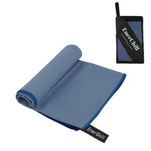 EnerChill 速乾タオル ビーチ スポーツタオル マイクロファイバー スイミング プールタオル コンパクト 軽量 汗拭き アウトドア ジム 登山 旅行 運動 髪 バスタオル (ネービーブルー, Sサイズ(40