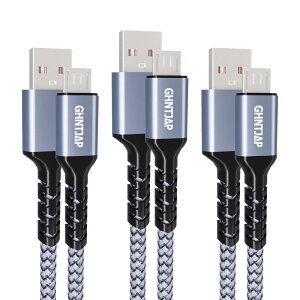 GHNTJAP マイクロ USB ケーブル 【1.5M/3本セット】 Micro USB ケーブル QC3.0/2.0対応 急速充電 高速データ転送 アンドロイド充電ケーブル Androidスマホ対応 usbケーブル マイクロb 断線防止