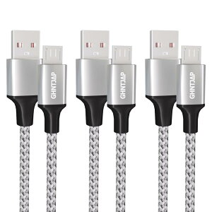 GHNTJAP マイクロ USB ケーブル 1M 【3本セット】 Micro USB ケーブル QC3.0急速充電 データ転送 アンドロイド充電ケーブル Androidスマホ対応 高耐久ナイロン