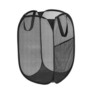 HEDONLEE 洗濯カゴ 洗濯かご 折りたたみ 縦型 ランドリーバスケット 70L 大容量 メッシュ ランドリーバッグ ランドリーボックス 洗濯籠 洗濯物入れ 収納 超軽量 旅行 持ち運び可能(ブラック)