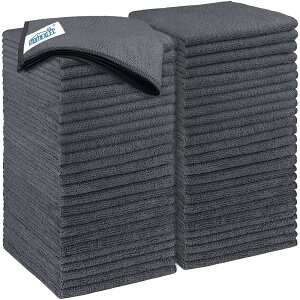 HOMEXCEL マイクロファイバークロス 車 50枚 吸水速乾 クリーニングクロス 使い捨て可 コーティング ワックス ホイルなど用 業務用 洗車タオル 約32×32cm (グレー)