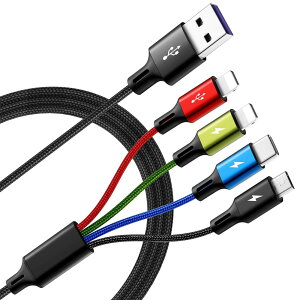 MINLU [dP[u 4in1 iphone [d 4.0A ^Cvc P[u }[d [dR[h ^Cvc iC҂ Lighting/Type-C/Micro-USB|[gtCiphone/^ubg/Galaxy/V[vyт葽̐iɑΉi