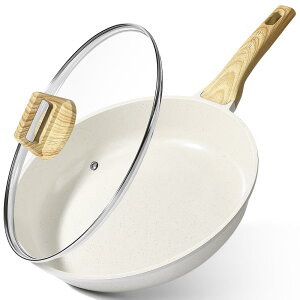 GiPP セラミックコーティング フライパン 26cm 蓋付き IH・ガス火対応 フッ素不使用 焦げ付かないフライパン 耐熱ハンドル付き 体に害のない お手入れ簡単 食洗機対応 PFOA PFOS フリー ホワイト