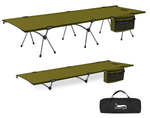 DesertFox コット キャンプ 2way 軽量 150KG高耐荷重 クーラーボックス付き 折りたたみ 小物収納 ハイ/ロー切替可能 アウトドアベッド 寝心地 通気性 撥水素材 超軽量航空機素材 バッグアジャスタ