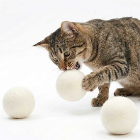 Modfied 猫 おもちゃ ボール 天然 ウールボール 3セット 屋内 猫用 フェルトボール コロコロ 直径5.5cm 安全 弾む 運動不足解消 猫遊び用 一人遊び 子猫 成猫 老猫 知育玩具 (キャットボール3個)