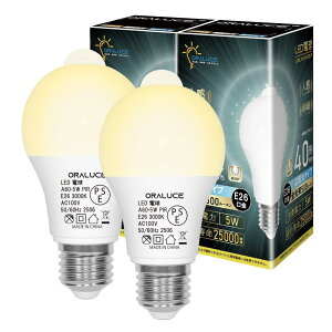 ORALUCE LED�d�� E26���� �l���Z���T�[ �d�� 40W�`���� �d���F 3000K 5W 500lm �����_���E���� ���ÃZ���T�[�t �����Y��h�~ �K�i ���� �L�� �g�C�� �����s�� 2�� LDA5L-G-E26