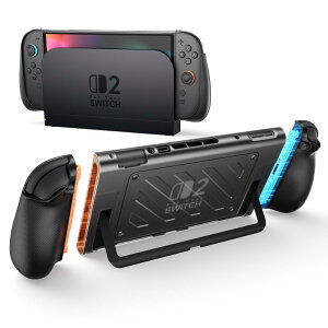 JSAUX スイッチ2対応 分離型保護ケース TPU厚型グリップケース・スタンド機能付き・耐衝撃設計(PC0114A|ケース本体のみ・フェイスカバーなし)