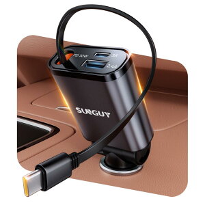 SUNGUY 3-in-1 ԍڏ[d ^ VK[\Pbg }[d 12/24VԑΉ J[`[W[ 3䓯\ 80cm USB C P[u iPhone16/15V[Y iPad/iWatch/Galaxy/PixelȂǑΉ ύ s o