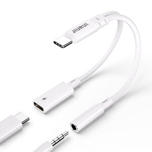 JIURUI CzWbN ϊ ^CvC  USB c to 3.5mm Cz ϊA_v^ 3 4 2in1 I[fBIWbN [d15W yĐ/ʘb/Q[ DAC Hi-Res Ή iPhone 15/16 iPad Pro/Air HUAWEI Galaxy