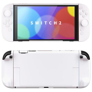 PlayVital Nintendo Switch 2対応ハードカバー 保護ケース 付けたままドックに対応 折りたたみ式スタンド&親指グリップ付き?【白い】